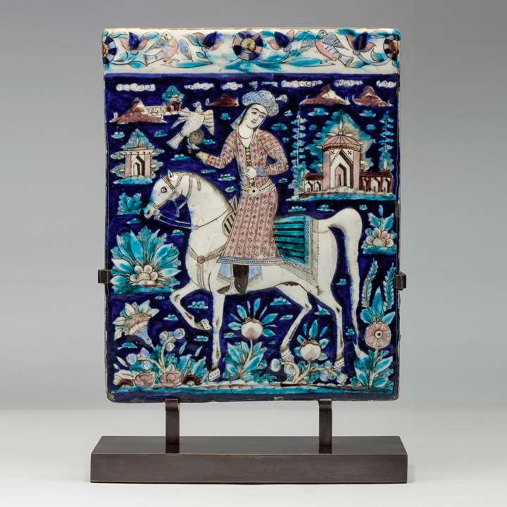 Qajar Tile with Rider and Horse